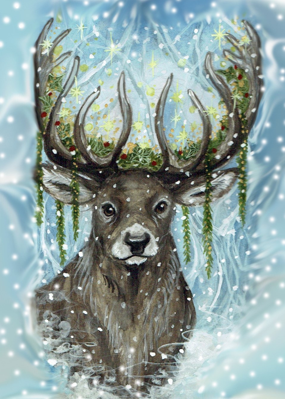 Julkort "Hjorten" - 2
