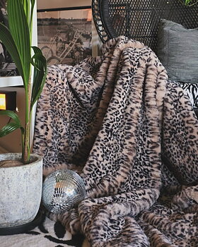 Pläd 140x220 cm - Leopard Creme