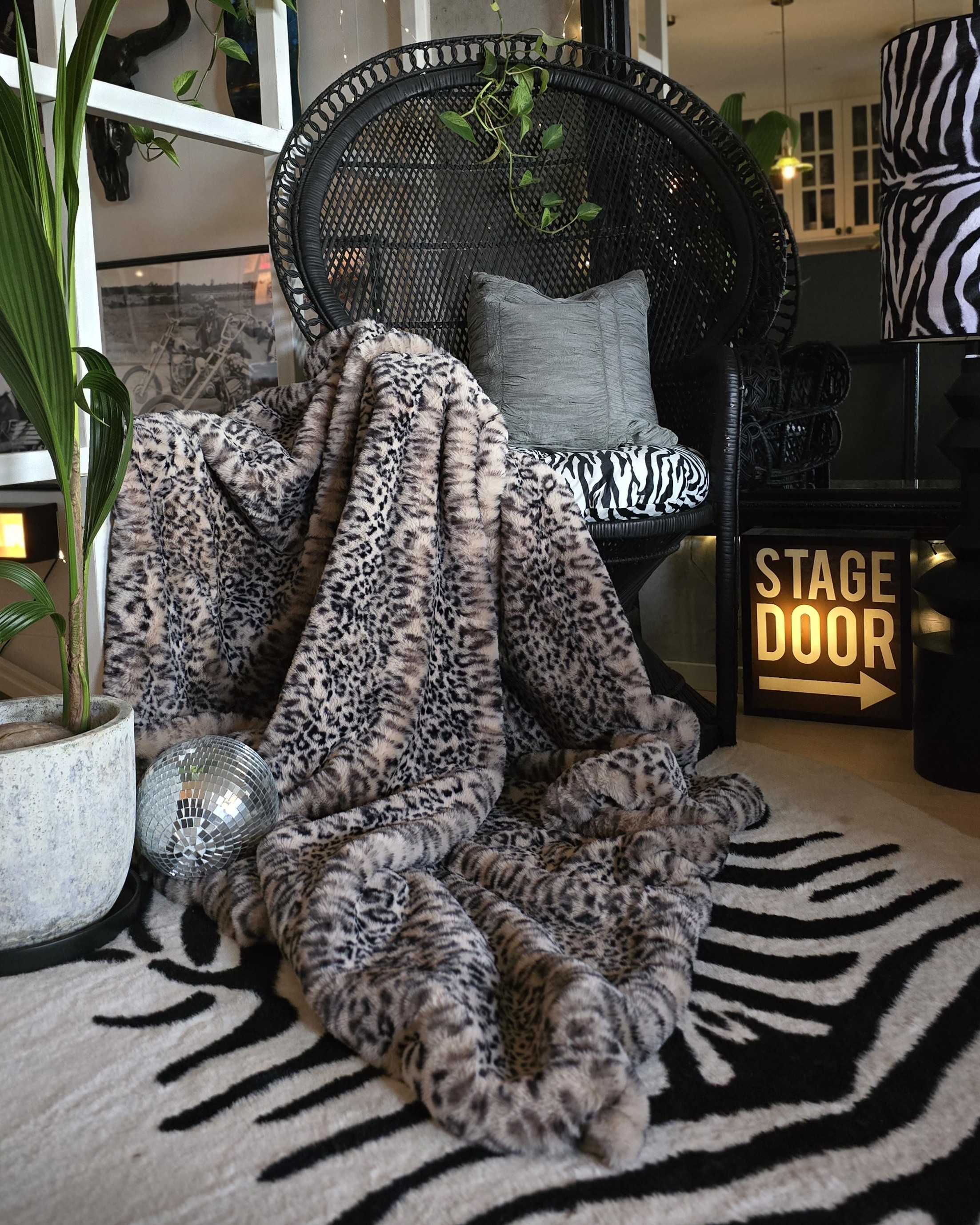 Pläd 140x220 cm - Leopard Creme