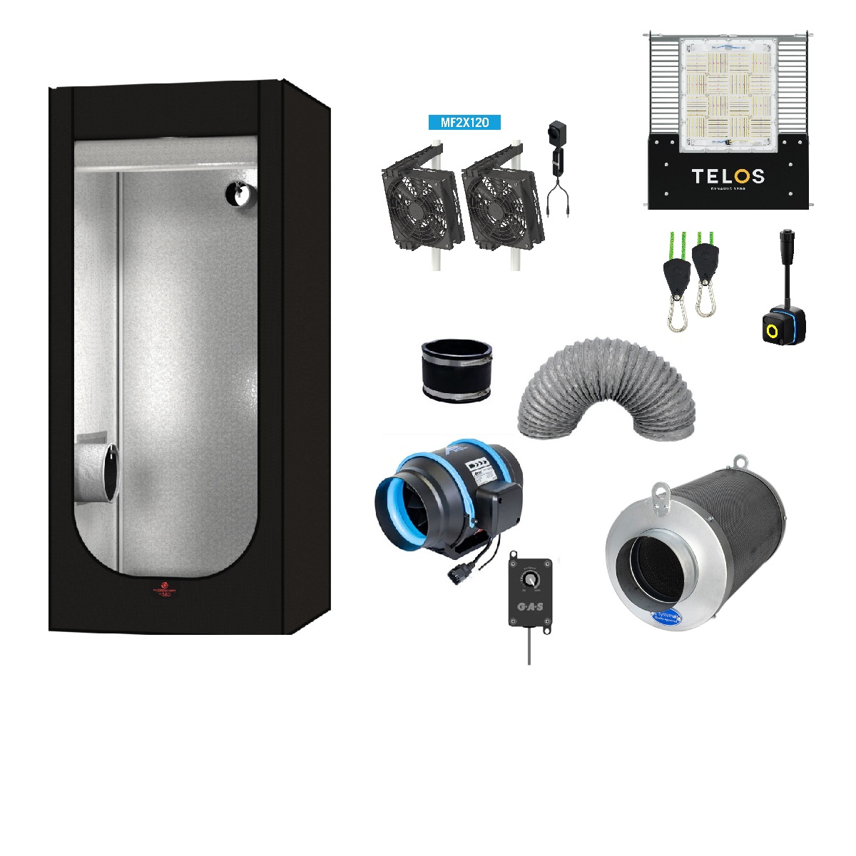 HydroShoot 100 - Telos Dynamic 400W LED paket 100x100x200cm