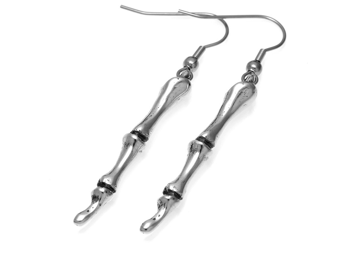 Fingerben Örhängen, Handgjort Skelett Smycke - 3