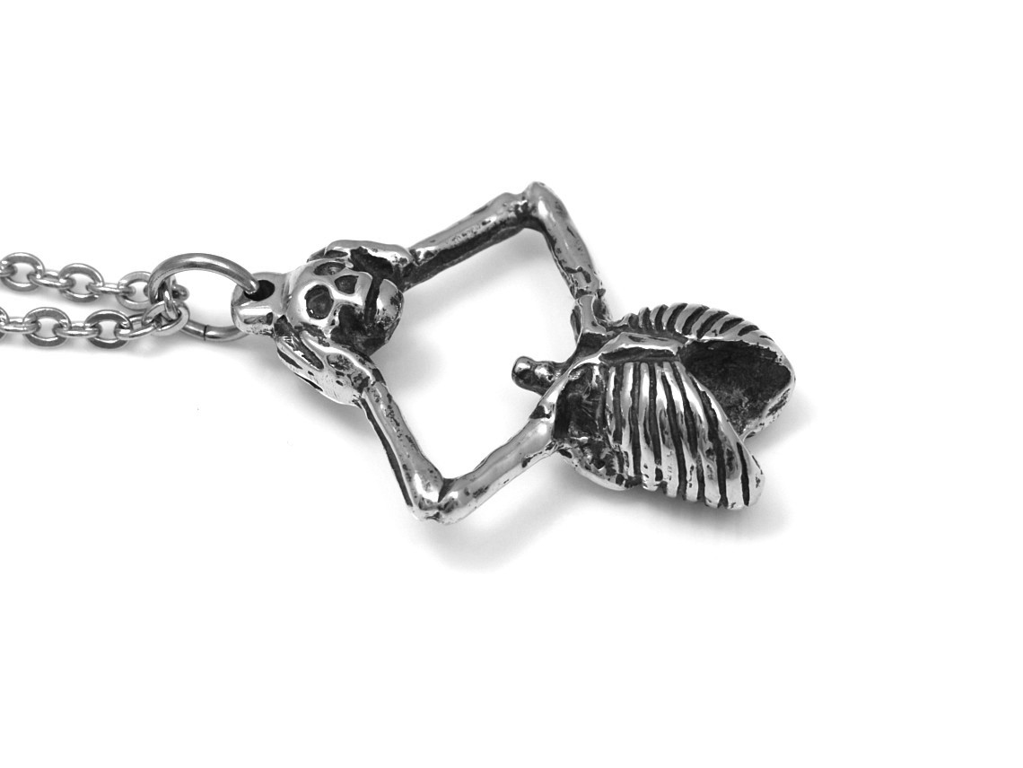 Skelett och Dökalle Halsband, Handgjort Rock Smycke - 3
