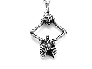Skelett och Dökalle Halsband, Handgjort Rock Smycke