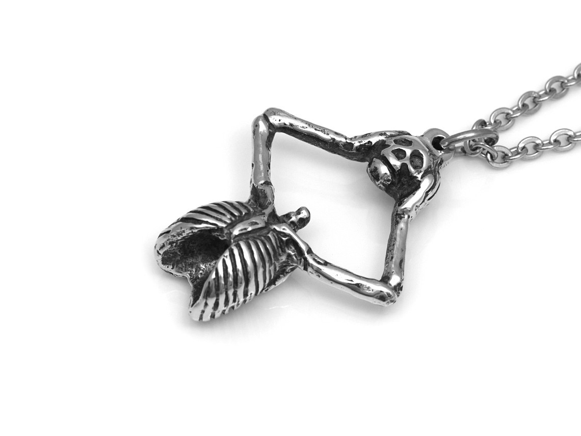 Skelett och Dökalle Halsband, Handgjort Rock Smycke - 2