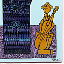 Stig Lindberg (1962) Wall Plaque "The Cellist and the Flowers" 34cm (2)