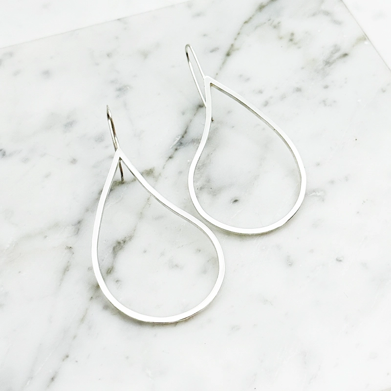 Earrings silver -TEAR DROP - 3