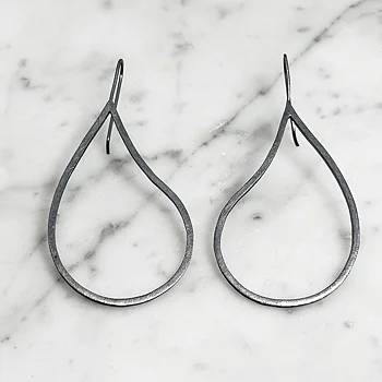 Earrings oxidized silver - TEAR DROP