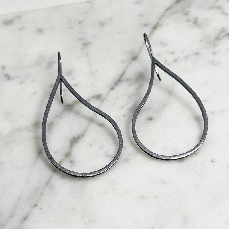 Earrings oxidized silver - TEAR DROP - 2