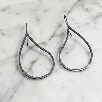 Earrings oxidized silver - TEAR DROP