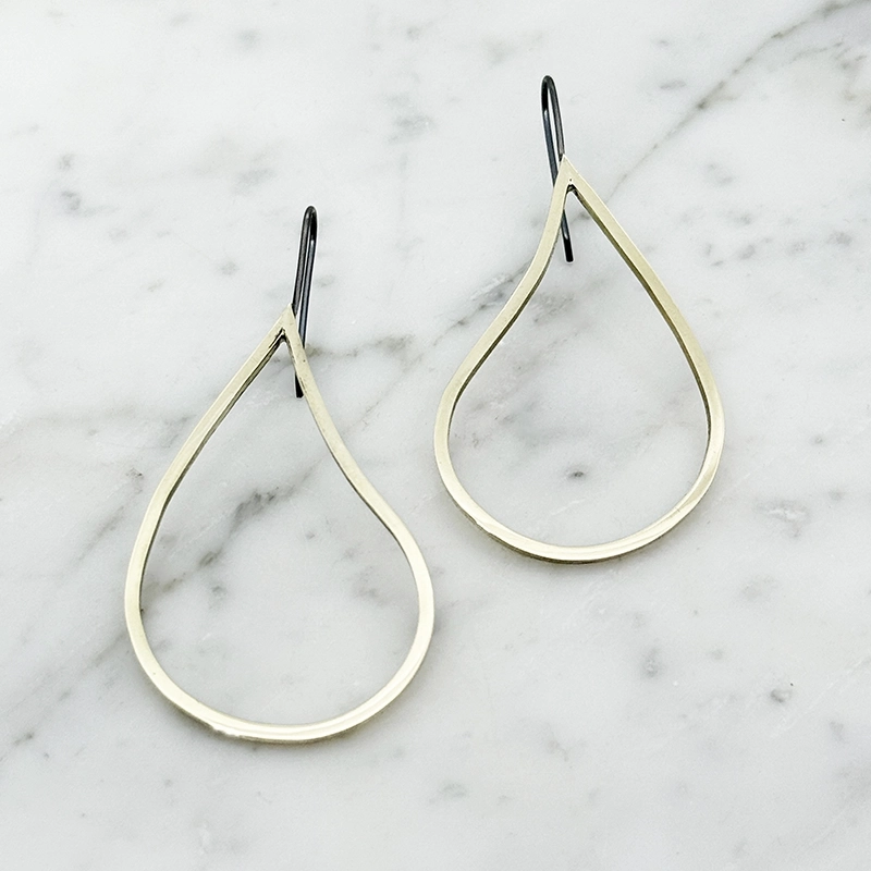 Earrings brass/silver - TEAR DROP  - 4