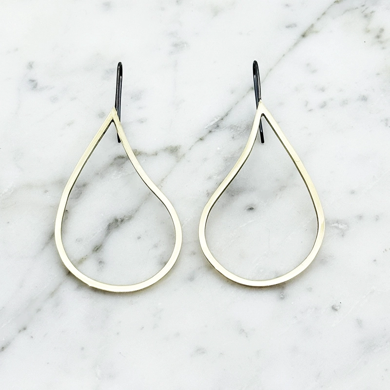 Earrings brass/silver - TEAR DROP 