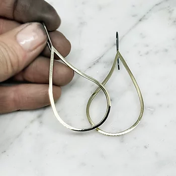 Earrings brass/silver - TEAR DROP 