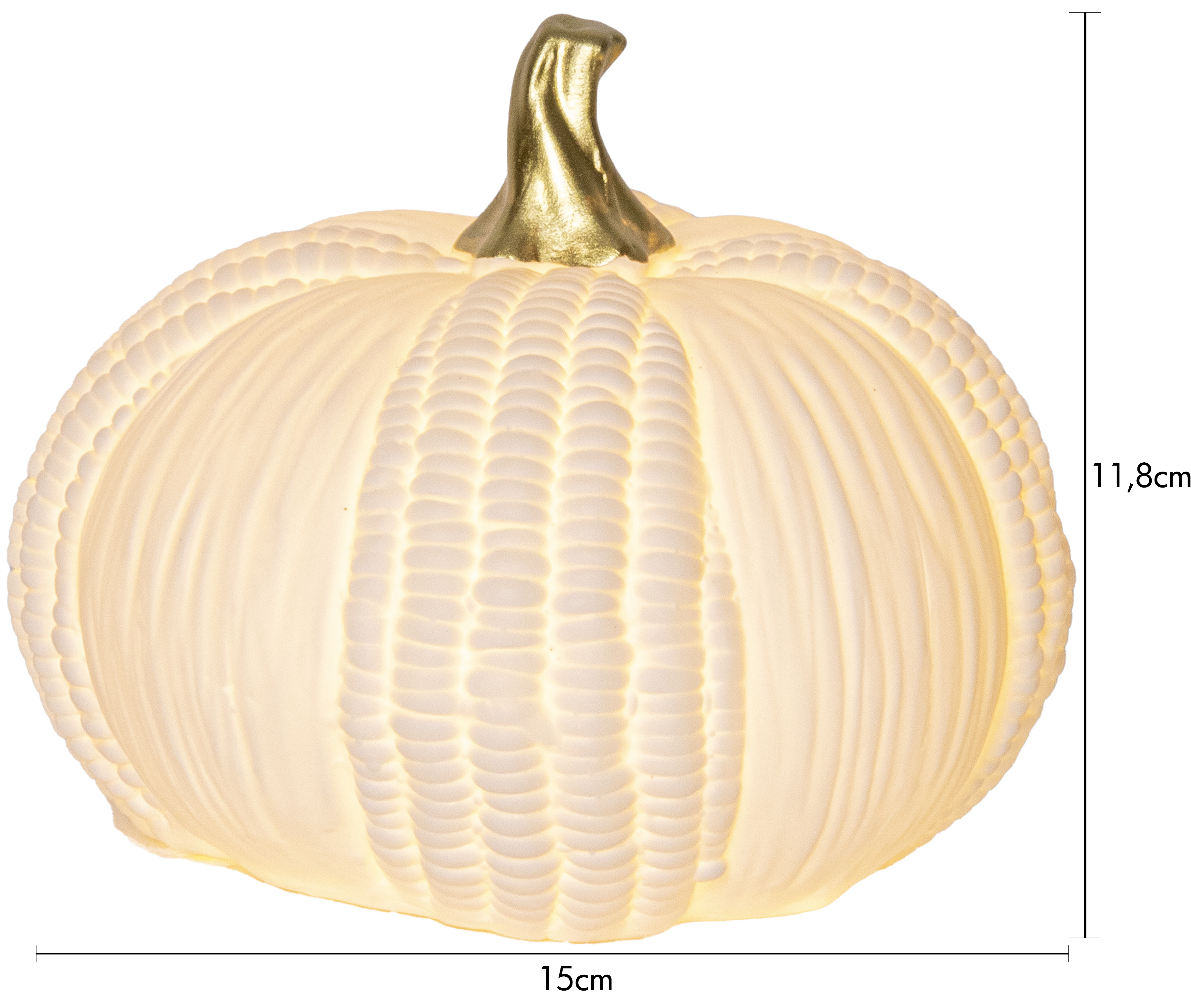 Pumpa i porslin med belysning 15 cm - batteri - 4