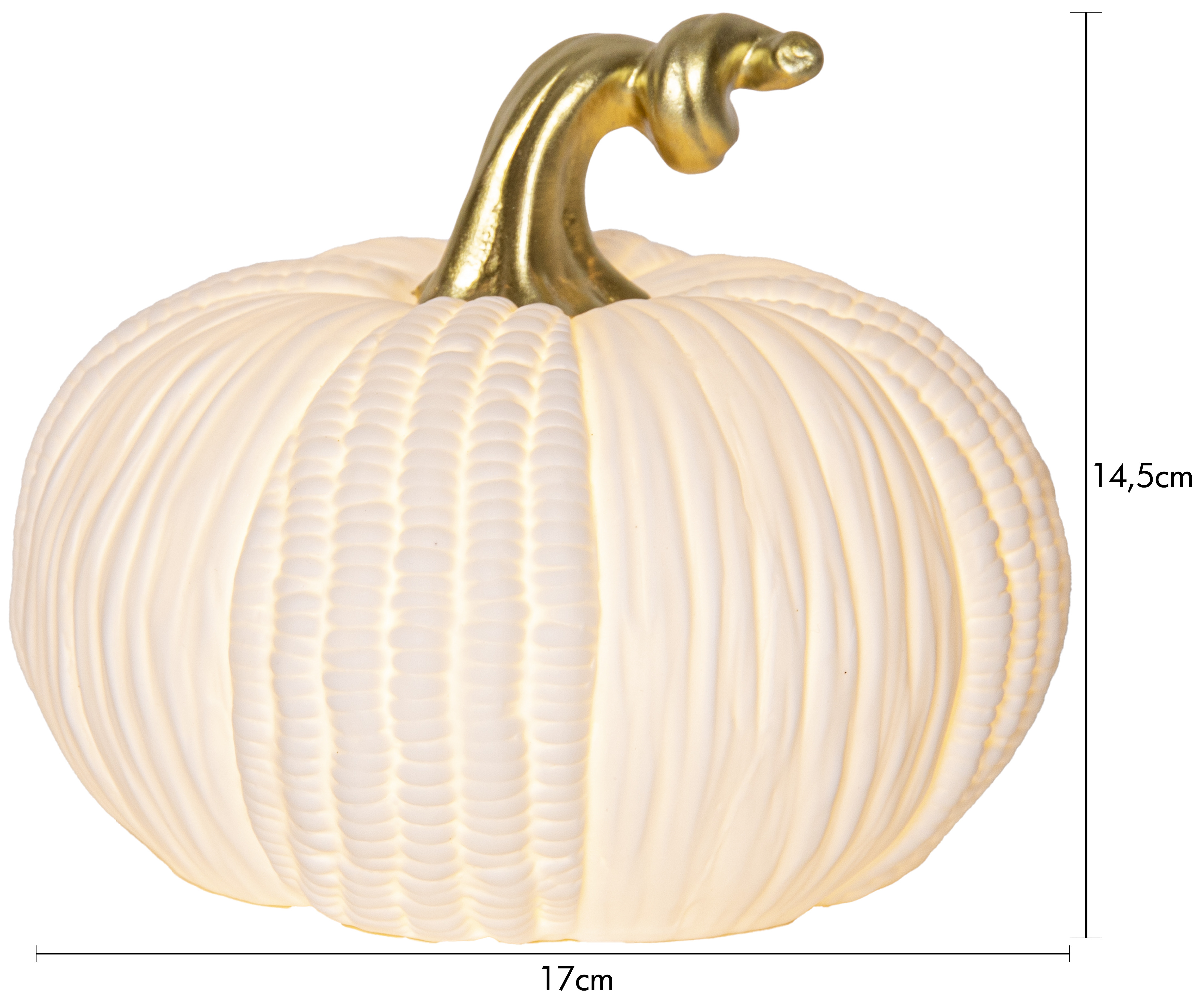 Pumpa i porslin med belysning 17 cm - batteri - 3