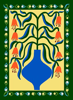 Poster Orange Fantasy Flowers 30x40 cm