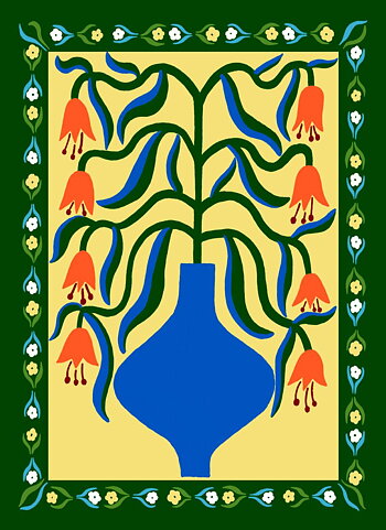 Poster Orange Fantasy Flowers 30x40 cm