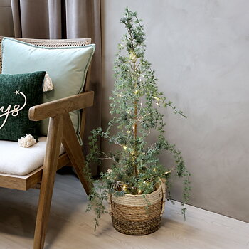 Gran Fleur med kottar inkl LED-belysning med timer - 90 cm 