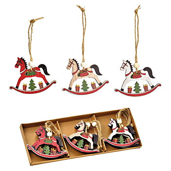 Julgranshängen Gunghästar Trä 9-pack
