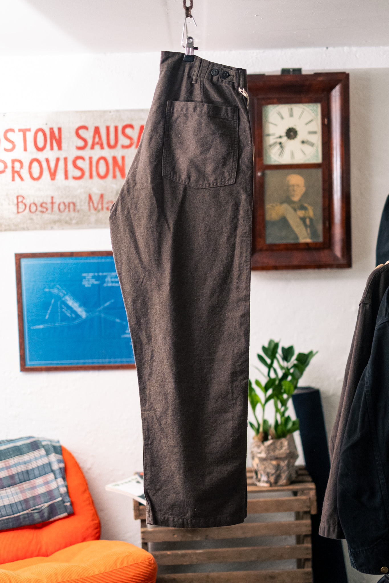 Orslow - Relax Fit Cotton Linen Moleskin Fatigue Pants Charcoal