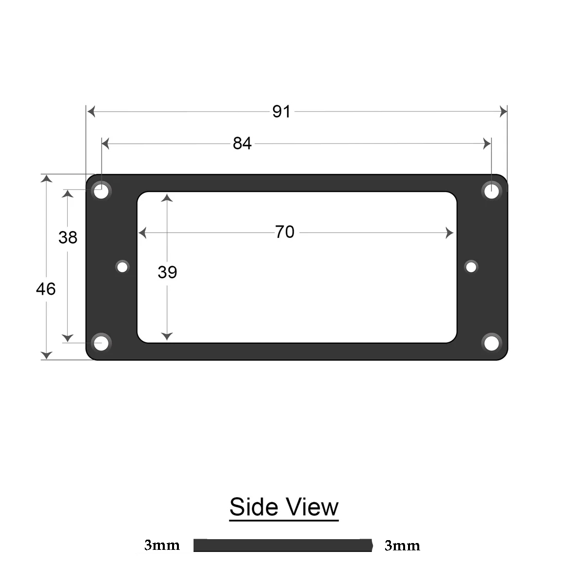 Humbucker Mounting Ring - Flat Bottom 3 x 3 (Creme) - 2