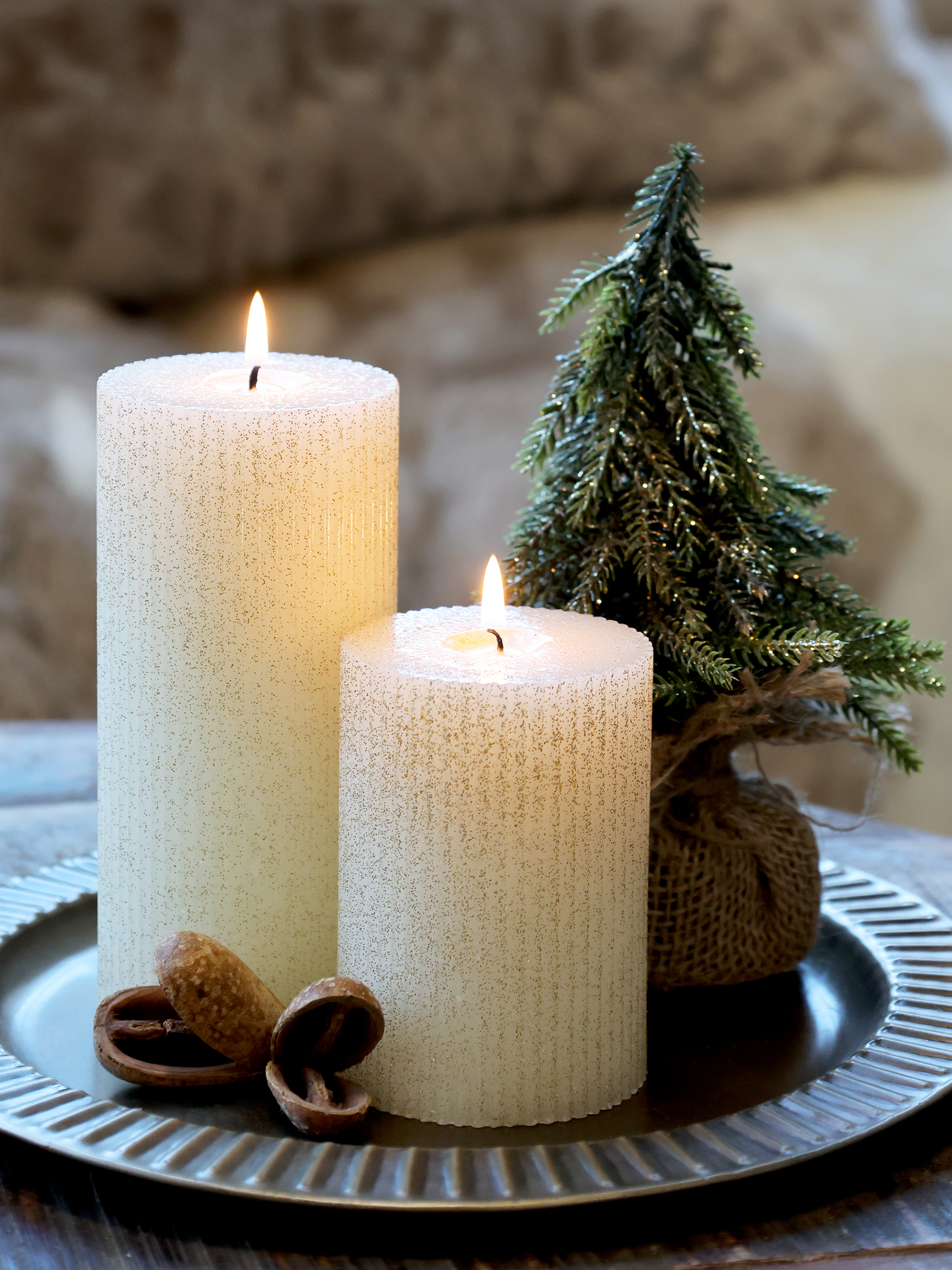 Gran Fleur med guldglitter - 20 cm - Natur  - 5