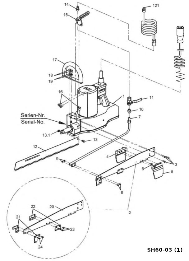 Saw blade guide Freund complete (SH60/4A) - 2