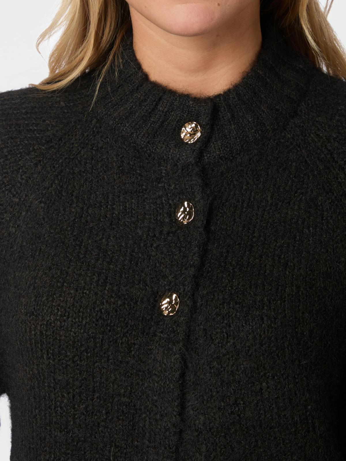 Neo Noir Benuta Fluffy Knit Cardigan, Dark Brown - 7
