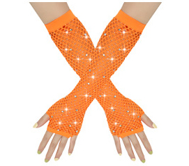 NÄTHANDSKAR med strass - neonorange