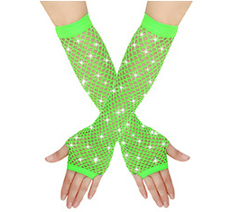 NÄTHANDSKAR med strass - neongron