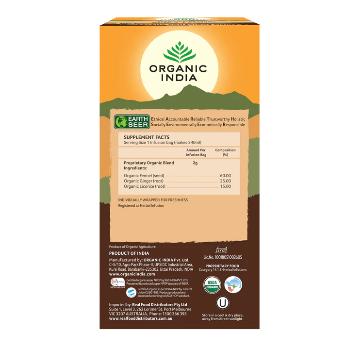 Spicy Fennel Tea Eko, Organic India - 2