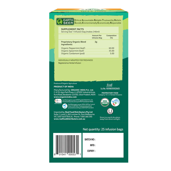Deep Mint Tea Eko, Organic India - 2