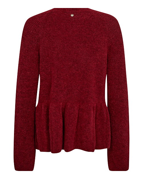 Peplumjumper Thora rundringning melerad mörkröd - 2