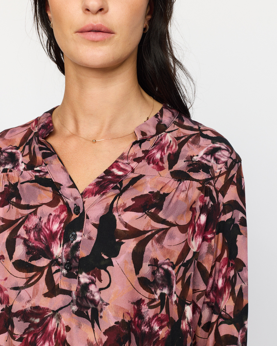 Blus Eira blommig rosa/vinröd - 4