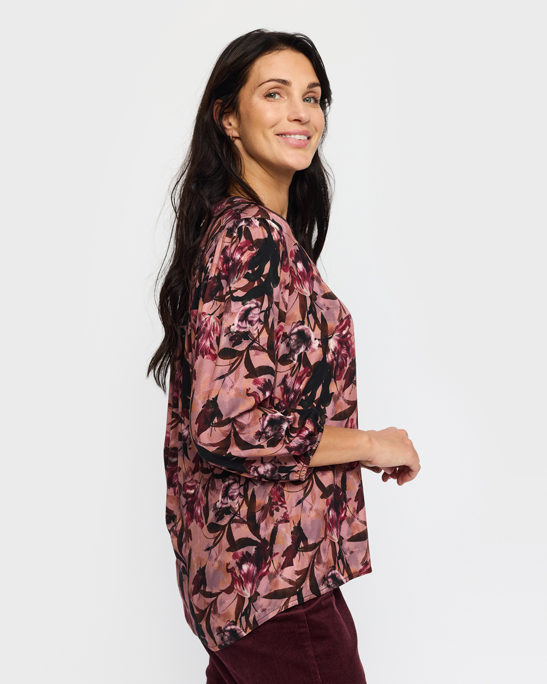 Blus Eira blommig rosa/vinröd - 3