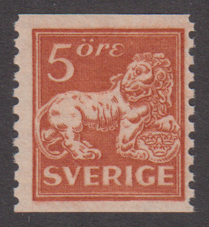 F 141A, 5 öre Stående lejon **