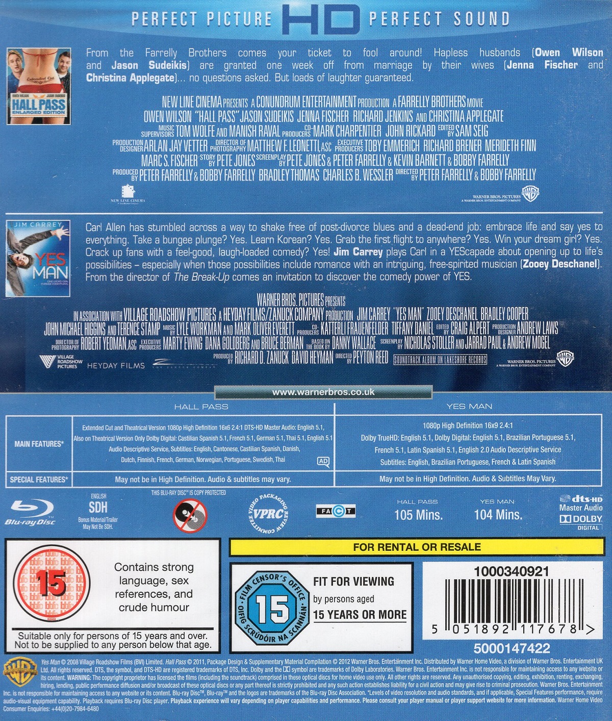 Hall Pass / Yes Man (ej svensk text Yes Man) (Blu-ray) - 2