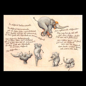 En elefant balanserade Nr: 2 - Marika Delin - Vykort A6 - 350