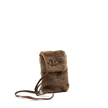 MIni crossbody bag faux fur taupe