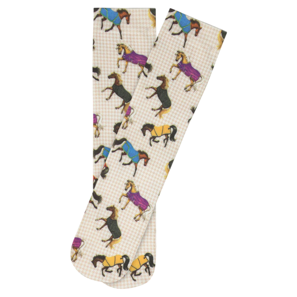 Ridstrumpor AWST Intl Hästmotiv Horses In Rugs Beige - 2