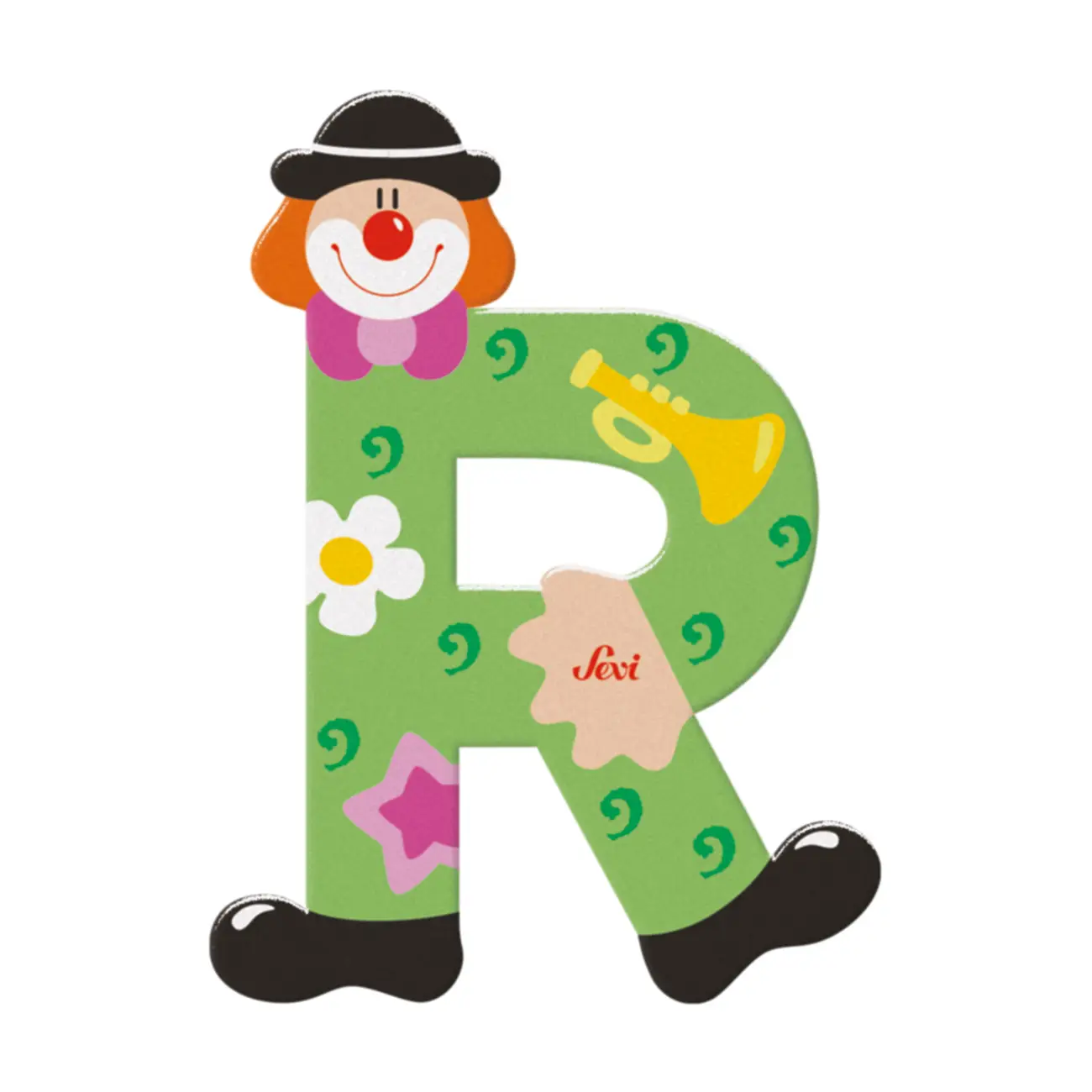 Sevi Bokstav clown R Grön