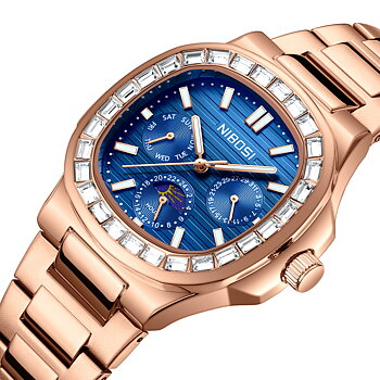Nibosi Heritage 24 Hour Rose Gold Blue