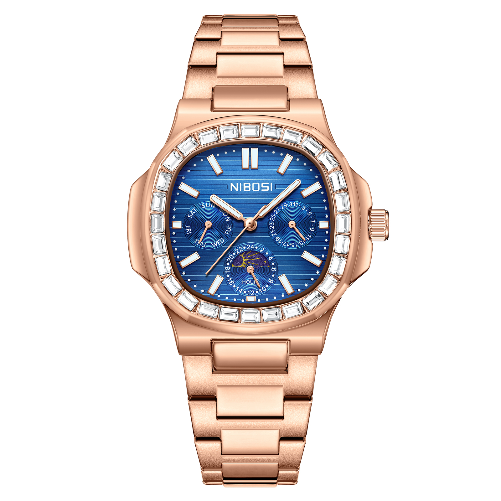 Nibosi Heritage 24 Hour Rose Gold Blue