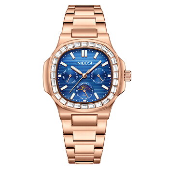 Nibosi Heritage 24 Hour Rose Gold Blue