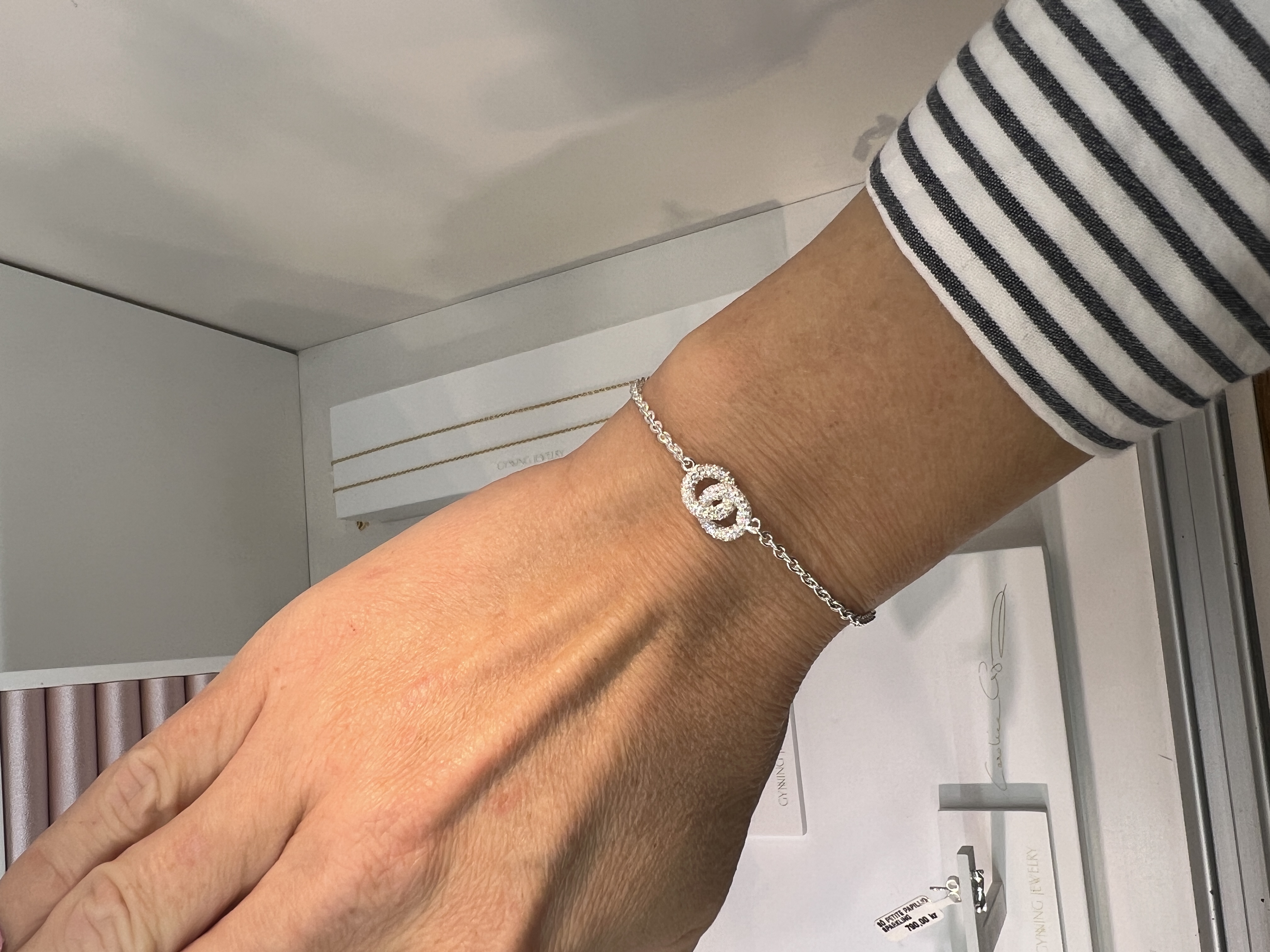 Hopeinen rannekoru THE KNOT MINI SPARKLING - 2