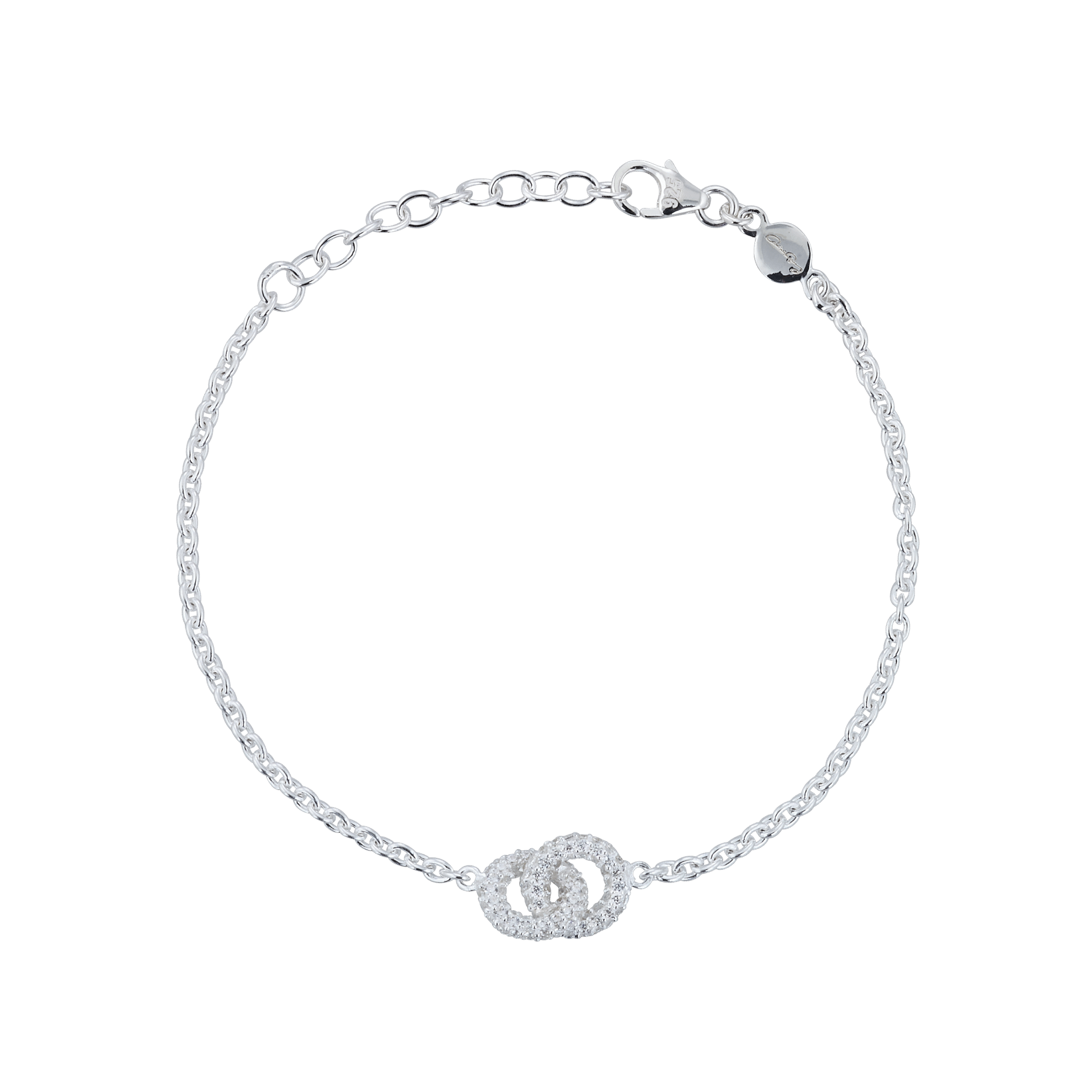Hopeinen rannekoru THE KNOT MINI SPARKLING