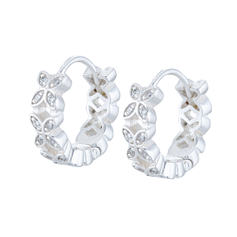Silver earrings SPARKLING ELLIPSE MINI CREOL