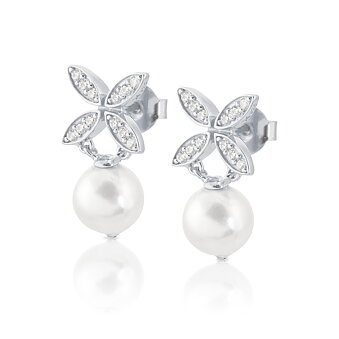 Silver earrings ELLIPSE MINI PEARL