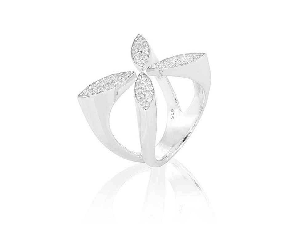 Hopeinen sormus SPARKLING ELLIPSE 18,5