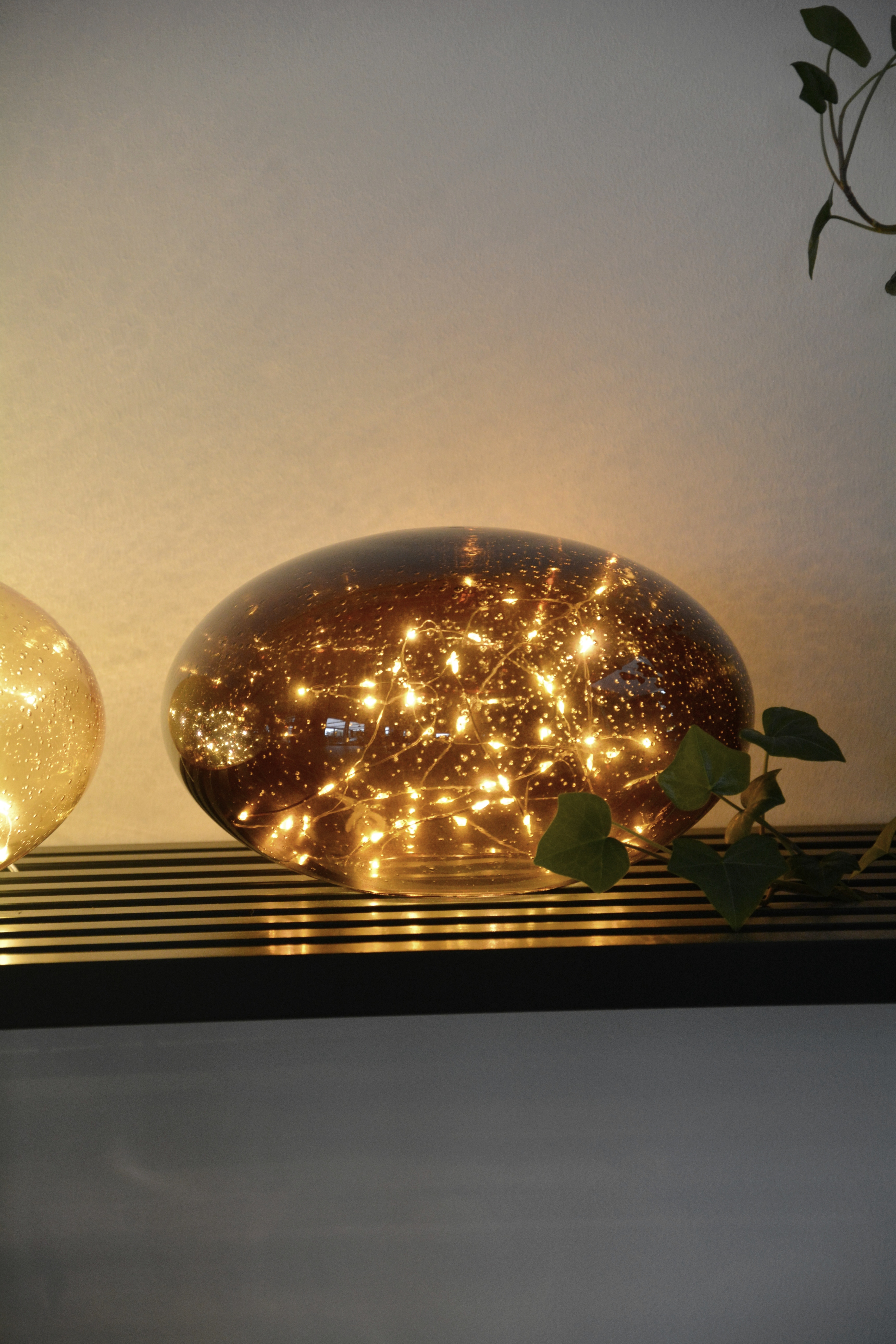 Lampa kupol i brunt glas LED- belysning och timer - 3