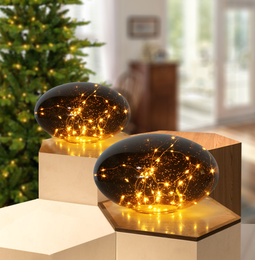 Lampa kupol i brunt glas LED- belysning och timer